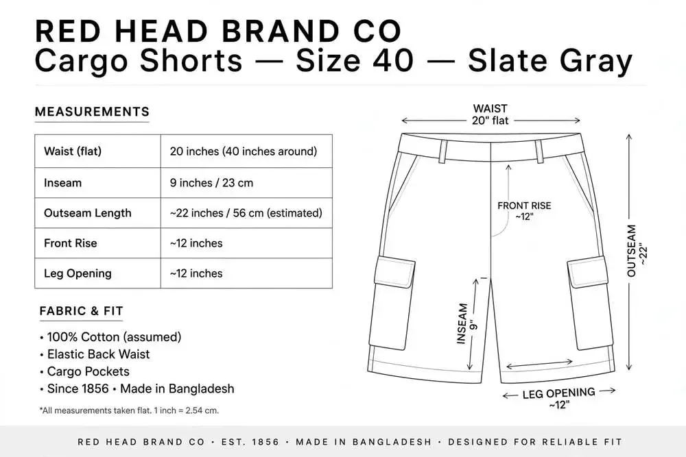 RedHead Brand Co. Gray Utility Cargo Hiking Shorts Size 40